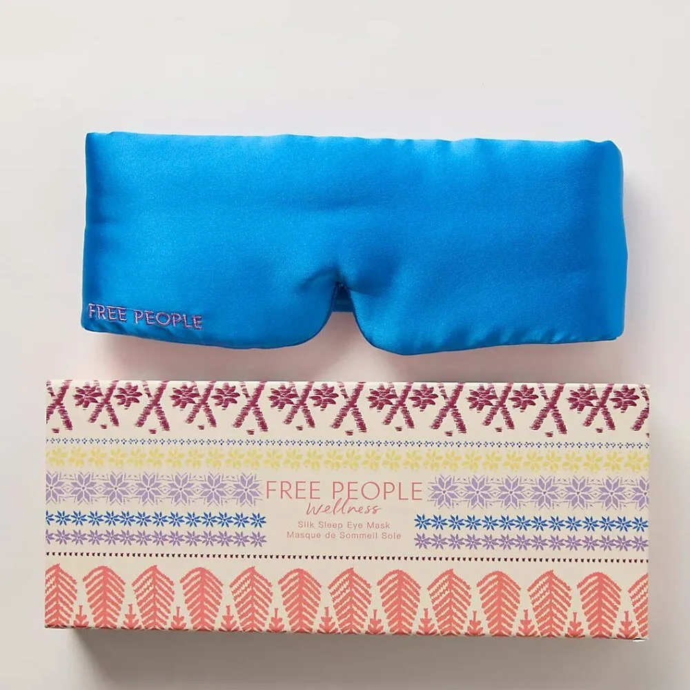 FP Free People Pure Silk Sleep Mask Eye Blue Luxurious NWT